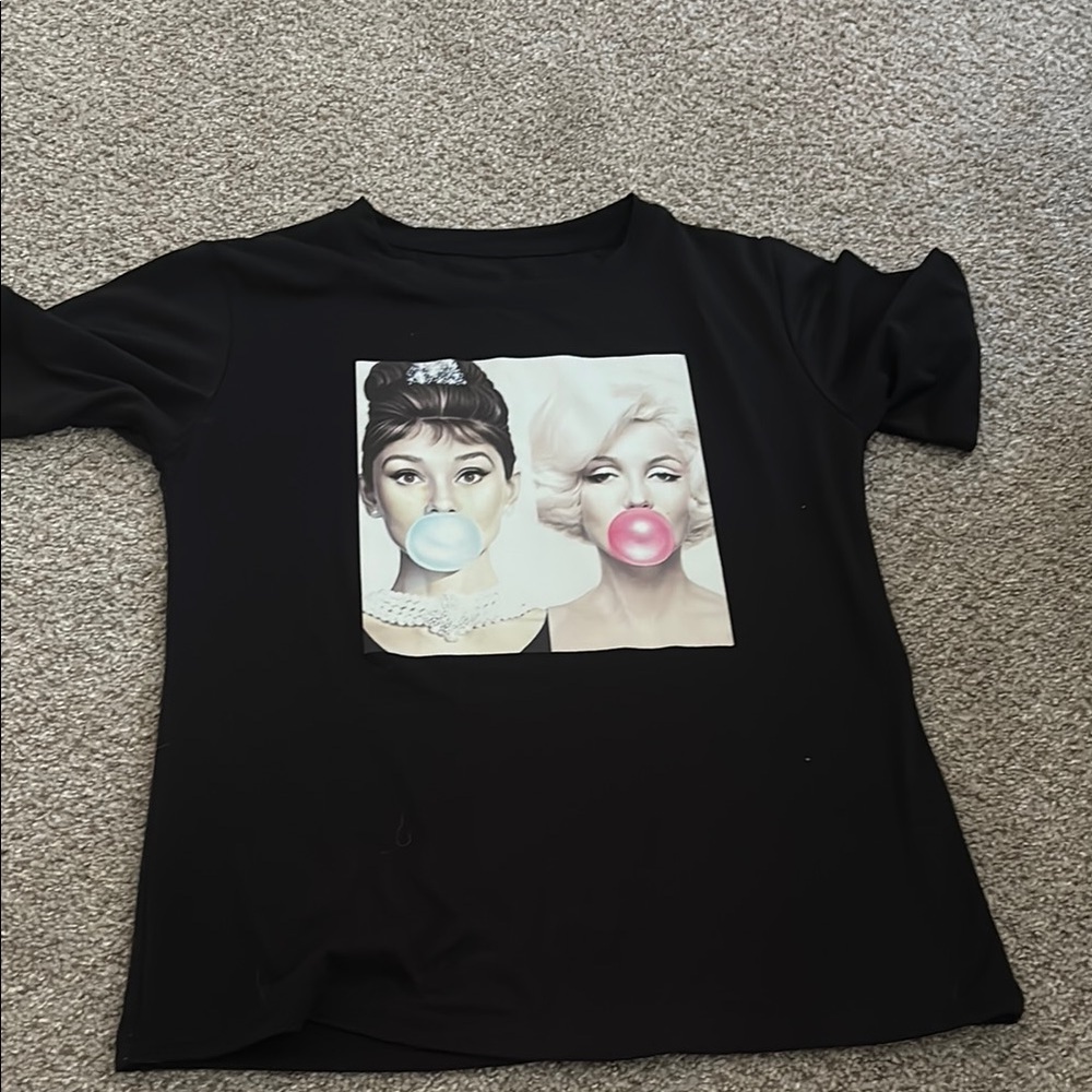 Black Graphic Women Top